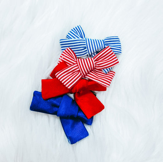 4th of July pinwheel style hair bow bundle